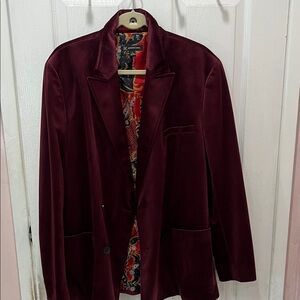 INC International Concepts Rich Maroon Velvet Blazer